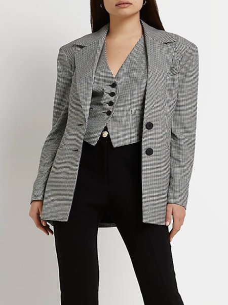 Lapel Regular Fit Outerwear, As picture, Blazers