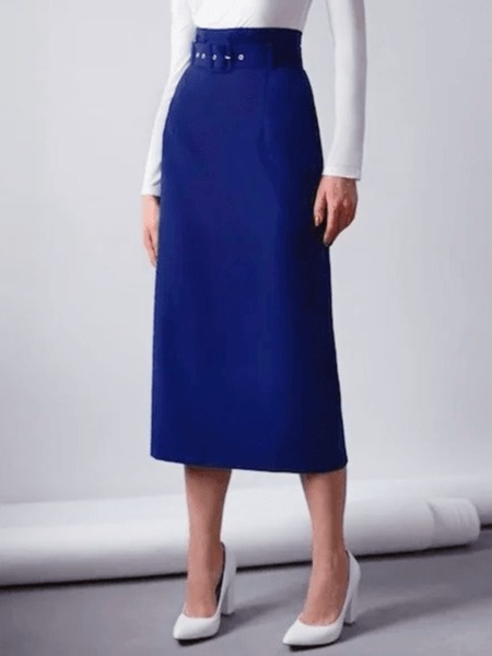 Winter Plain Regular Fit Work Formal Simple Work Formal Skirt, Navyblue, Midi Skirts