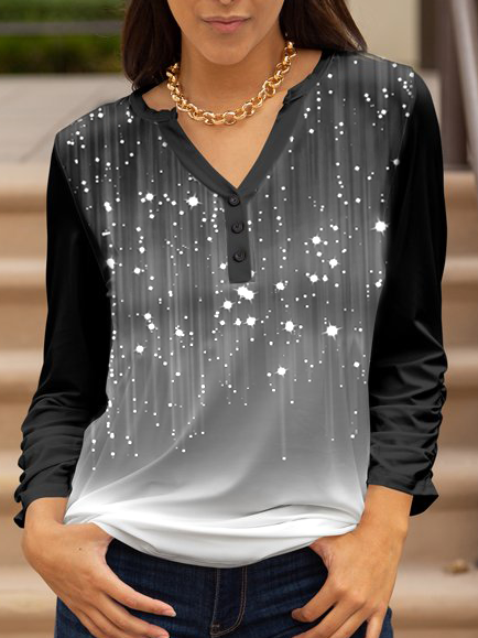 Loosen T-shirt Black, white and gray gradient highlights half cardigan T-shirt, Long sleeve tops
Loosen T-shirt Black, white and gray gradient highlights half cardigan T-shirt, Long sleeve tops
