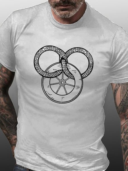 The Wheel of time Cotton Crew Neck Short Sleeve T-shirt, White, T-shirts