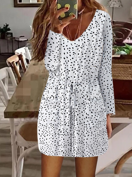 Long sleeves with slip pockets Pockets Polka Dots V Neck Dresses, Color2, Mini Dresses
Long sleeves with slip pockets Pockets Polka Dots V Neck Dresses, Color2, Mini Dresses