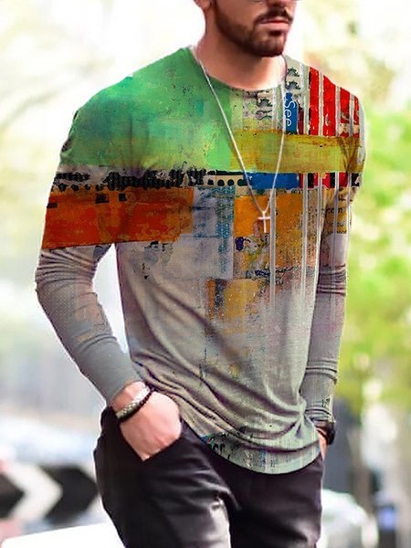 Crew Neck Casual Shirts & Tops, Gray, T-shirts