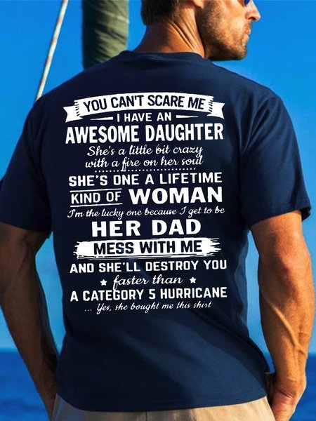 I Have An Awesome Daughter Short Sleeve Shirts & Tops, Purplish blue, T-shirts