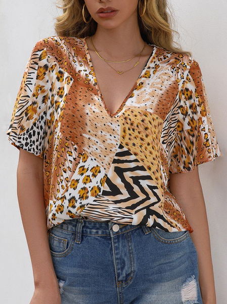 Casual Raglan Sleeve Shirts & Tops, Orange, Tops