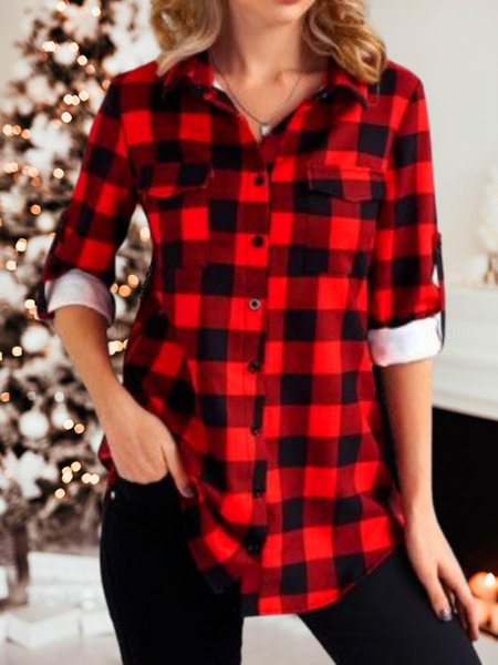 Casual Long Sleeve Shirt Collar Plus Size Printed Plaid Tops Blouses, Red, Blouses & Shirts
Casual Long Sleeve Shirt Collar Plus Size Printed Plaid Tops Blouses, Red, Blouses & Shirts
