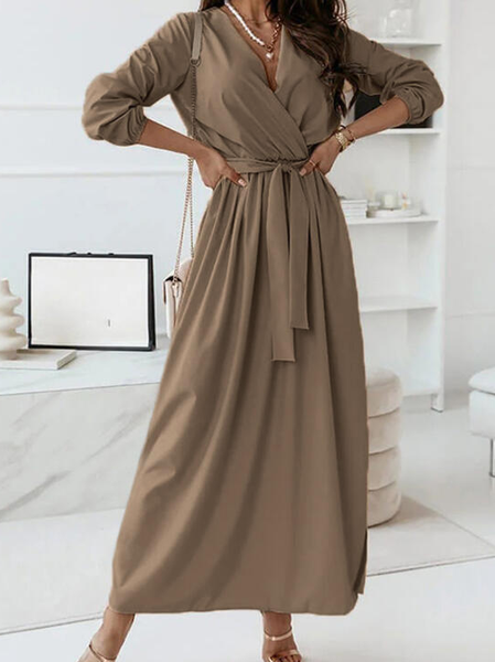 Solid Long Sleeves A-line Wrap/Skater Casual Maxi Dresses, Khaki, Casual Dresses
Solid Long Sleeves A-line Wrap/Skater Casual Maxi Dresses, Khaki, Casual Dresses