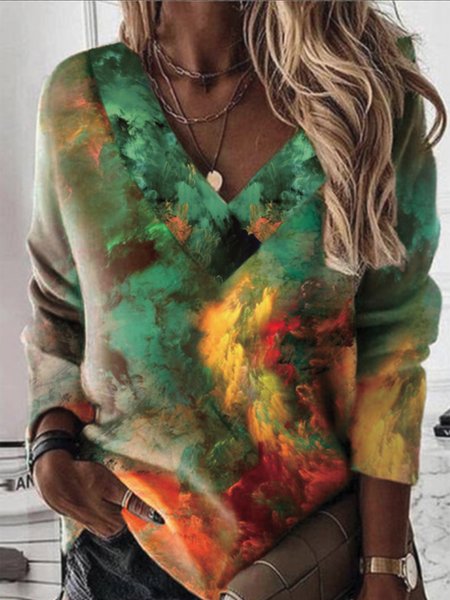 Casuale Maniche Lunghe Scollo a V Stampato Superiore, Multicolore, Blouses & Shirts
Casuale Maniche Lunghe Scollo a V Stampato Superiore, Multicolore, Blouses & Shirts