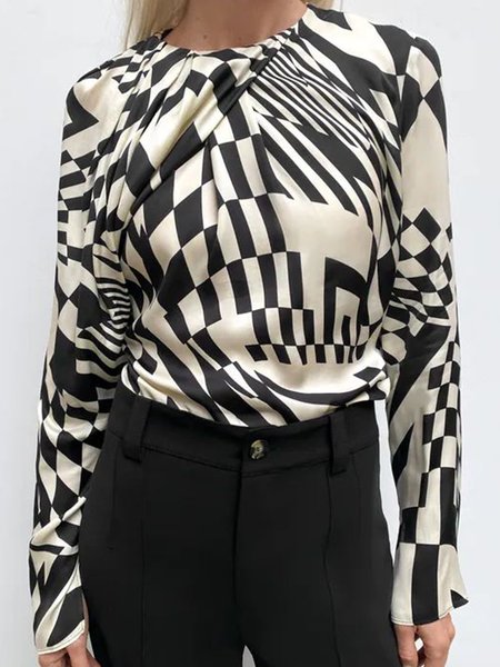 Long sleeve Regular Fit Geometric Simple Top, As picture, Blouses and Shirts 
Long sleeve Regular Fit Geometric Simple Top, As picture, Blouses and Shirts