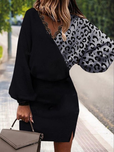 Plus Size Bishop Sleeve V Neck Leopard Dresses(accessory not included), Black, Casual Dresses
Plus Size Bishop Sleeve V Neck Leopard Dresses(accessory not included), Black, Casual Dresses