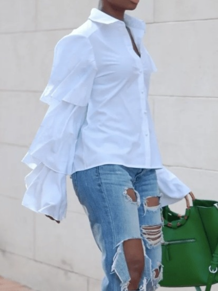 Spring Elegant Long sleeve Daily Lightweight Non-Stretch Tops, White, Blouses and Shirts
Spring Elegant Long sleeve Daily Lightweight Non-Stretch Tops, White, Blouses and Shirts