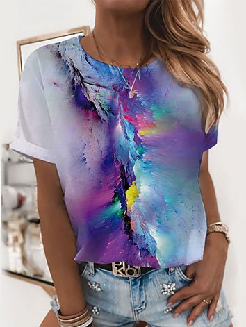 Ombre Printed Vacation Crew Neck Short Sleeve Shirts & Tops, Multicolor, Tops
Ombre Printed Vacation Crew Neck Short Sleeve Shirts & Tops, Multicolor, Tops