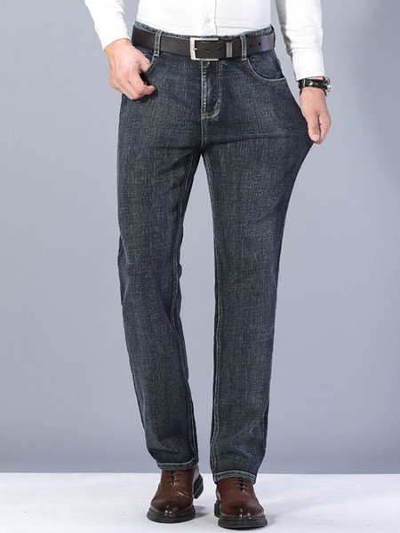 Men's Casual Stretch Straight-leg Jeans, As picture, Jeans