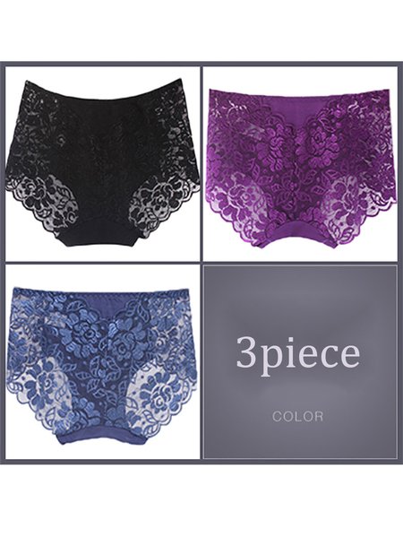3-pack Sexy Transparent High Elastic Lace Plus Size Mid-waist Briefs, Color6, Panties
3-pack Sexy Transparent High Elastic Lace Plus Size Mid-waist Briefs, Color6, Panties
