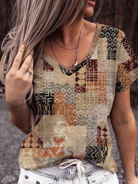 Geometric Regular Fit Casual Vacation V Neck T-shirt, Multicolor, Tees & T-shirts
Geometric Regular Fit Casual Vacation V Neck T-shirt, Multicolor, Tees & T-shirts