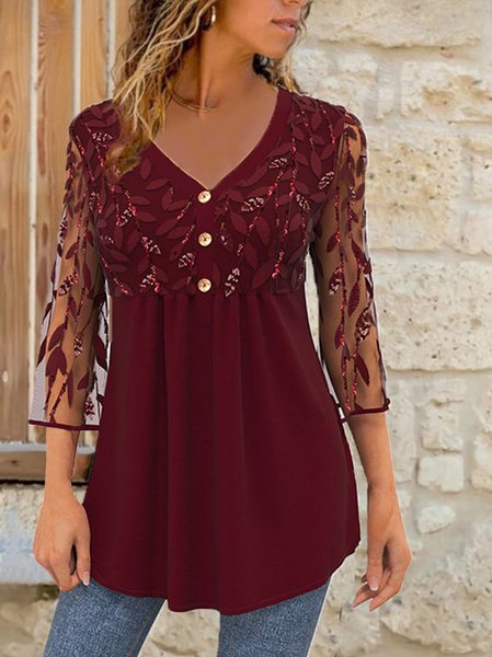 Elegant Regular Fit Cotton Blends Shirts & Tops, Wine red, Tops
