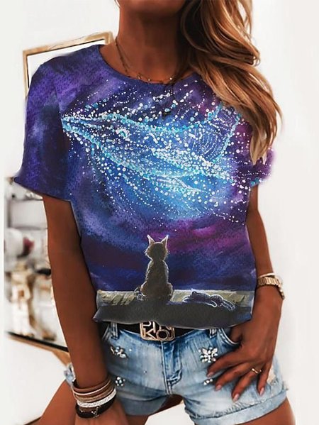 Abstract Animal Printed Crew Neck Short Sleeve Shirts & Tops, Multicolor, Tops
Abstract Animal Printed Crew Neck Short Sleeve Shirts & Tops, Multicolor, Tops