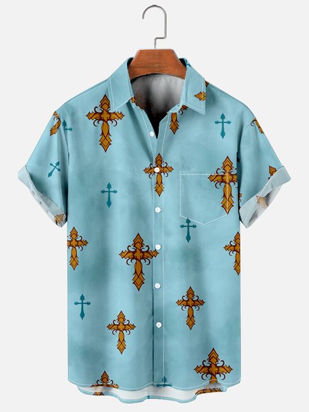 Mens Jesus Cross Print Casual Breathable Chest Pocket Short Sleeve Hawaiian Shirts, Blue, Men's Floral shirt
Mens Jesus Cross Print Casual Breathable Chest Pocket Short Sleeve Hawaiian Shirts, Blue, Men's Floral shirt