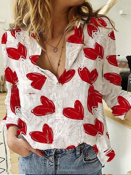 Love Heart Print Long Sleeve Shirt Collar Casual Shirts & Tops, White, Shirts & Blouses
Love Heart Print Long Sleeve Shirt Collar Casual Shirts & Tops, White, Shirts & Blouses