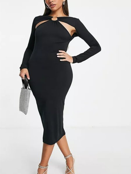 Solid Regular Fit Elegant Dresses, Black, Midi Dresses
Solid Regular Fit Elegant Dresses, Black, Midi Dresses