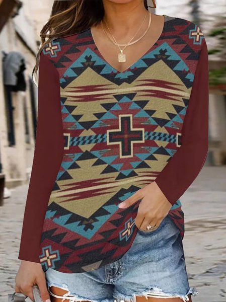 Ethnic pattern printing V-neck long-sleeved shirt, As picture, Hoodies&Sweatshirts
Ethnic pattern printing V-neck long-sleeved shirt, As picture, Hoodies&Sweatshirts