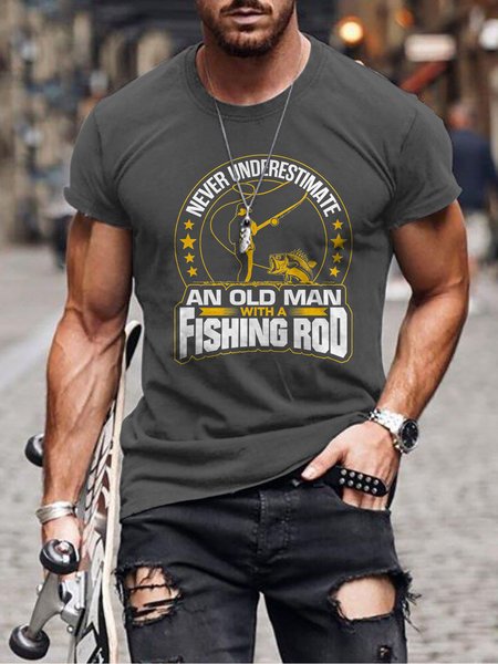 Never Underestimate An Old Man Funny Fishing Graphic Short Sleeve Casual Tee, Deep gray, T-shirt
Never Underestimate An Old Man Funny Fishing Graphic Short Sleeve Casual Tee, Deep gray, T-shirt
