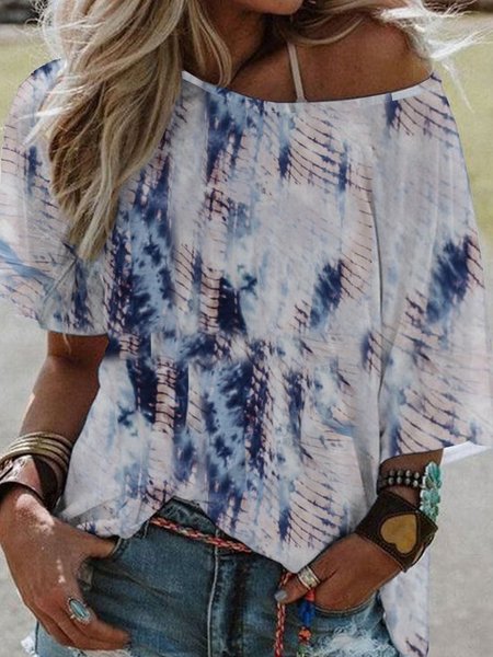 Boat Neck Asymmetric Tie Dye Loosen Vacation Short Sleeve T-shirt, Flower, T-Shirts
Boat Neck Asymmetric Tie Dye Loosen Vacation Short Sleeve T-shirt, Flower, T-Shirts