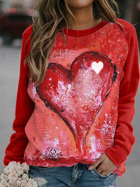 Women's Pullovers Casual Heart-shaped Color Block Long Sleeve Round Neck Pullovers, Red, Hoodies & Sweatshirts
Women's Pullovers Casual Heart-shaped Color Block Long Sleeve Round Neck Pullovers, Red, Hoodies & Sweatshirts