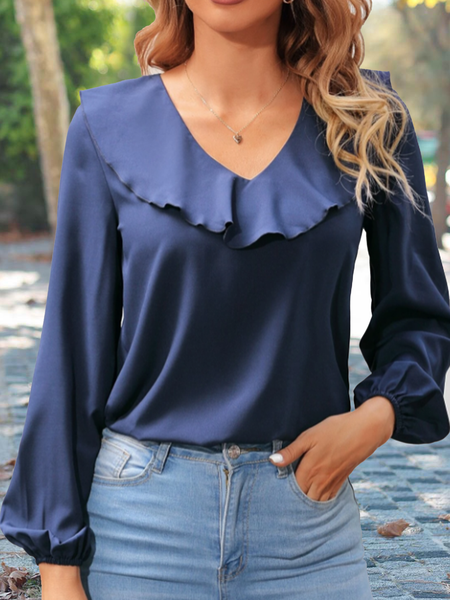 Long sleeve V-neck gorgeous Satin design Ruffle Top Plus Size, Blue, Tops
Long sleeve V-neck gorgeous Satin design Ruffle Top Plus Size, Blue, Tops