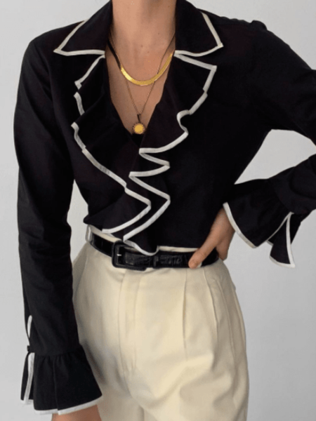 Spring Long sleeve Elegant Color Block Shirt Collar Daily Date Tops, Black, Blouses and Shirts
Spring Long sleeve Elegant Color Block Shirt Collar Daily Date Tops, Black, Blouses and Shirts