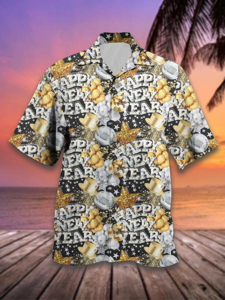 Casual Holiday Happy New Year Hawaiian Style Printed Shirt Top, As picture, Men's Floral shirt
Casual Holiday Happy New Year Hawaiian Style Printed Shirt Top, As picture, Men's Floral shirt