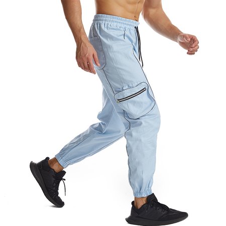 Sports and leisure trousers with woven zipper pockets and reflective clip strips, Light blue, Pants
Sports and leisure trousers with woven zipper pockets and reflective clip strips, Light blue, Pants