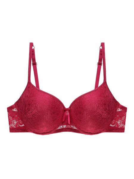Deep V Sexy Lace Plus Size Bra, Wine red, Underwear