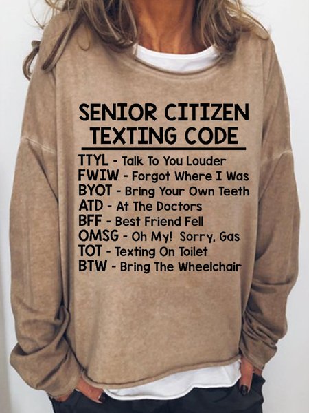 Senior Texting Grandparent Women's Sweatshirt, Light brown, Hoodies&Sweatshirts