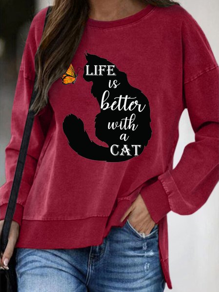 Life is better with a cat round neck long sleeve Sweatshirts, Red, Hoodies&Sweatshirts
Life is better with a cat round neck long sleeve Sweatshirts, Red, Hoodies&Sweatshirts