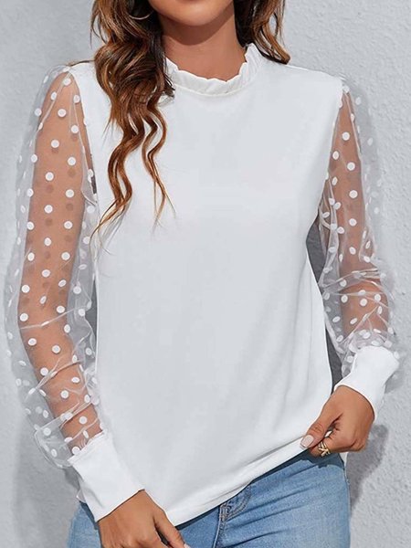 Plain Regular Fit Casual Shirts & Tops, White, Tops