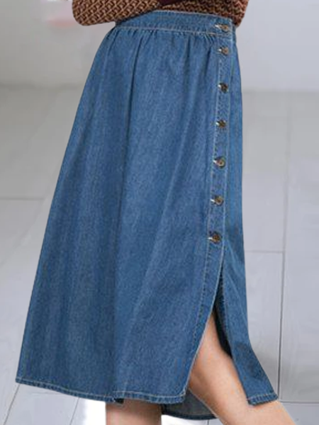 Simple Plain Skirts, Blue, Skirts