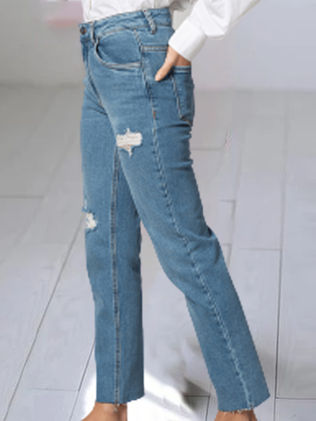 Casual Denim Loosen Pants, Blue, Jeans