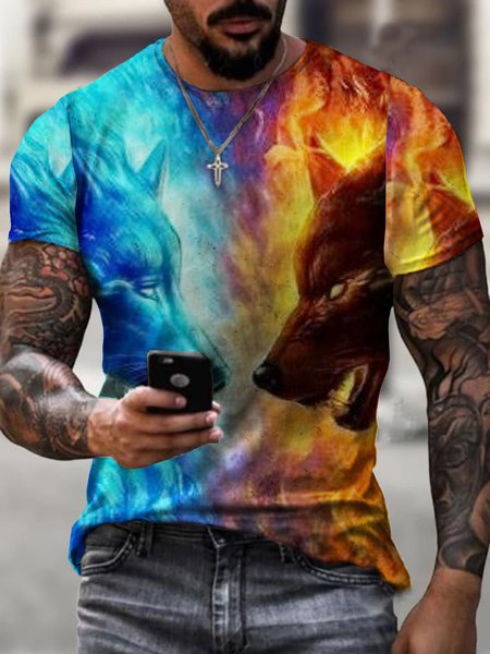 Men's Casual Tee T shirt Shirt 3D Print Graphic Animal Water And Fire Wolf Short Sleeve Tops, As picture, T-shirts
Men's Casual Tee T shirt Shirt 3D Print Graphic Animal Water And Fire Wolf Short Sleeve Tops, As picture, T-shirts