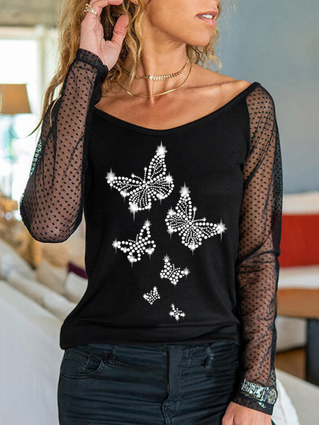 Regular Fit Shirt Sleeve Star Vacation Shirts & Tops, Butterfly, Tops
