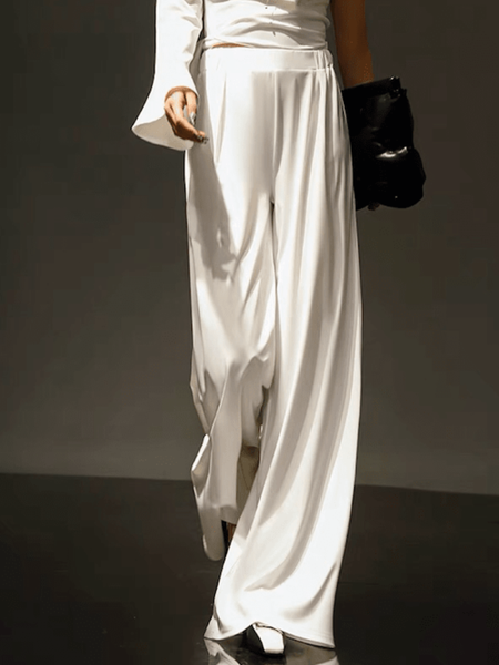 Spring Simple Daily Household Mid Waist Elastic waist Pants, White, Wide Leg Pants
Spring Simple Daily Household Mid Waist Elastic waist Pants, White, Wide Leg Pants