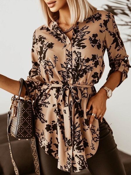Floral Knot Front Regular Fit Blouse With Belt, Coffee, Blouses and Shirts
Floral Knot Front Regular Fit Blouse With Belt, Coffee, Blouses and Shirts