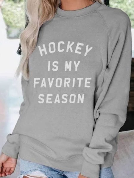 Letter Crew Neck Loosen Shirts & Tops, Gray, Tops