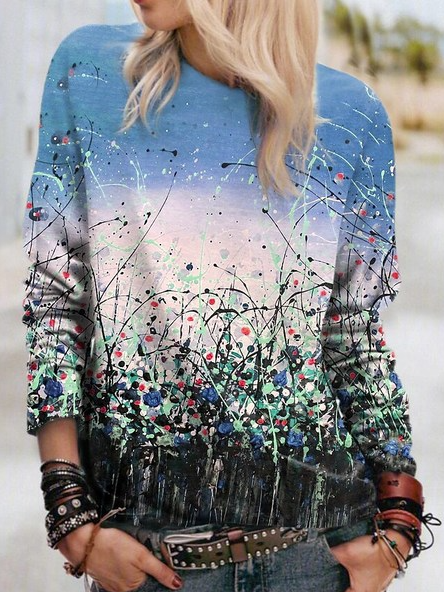 Round Neck Floral Casual Loosen Sweatshirt, Blue, Sweatshirts & Hoodies
Round Neck Floral Casual Loosen Sweatshirt, Blue, Sweatshirts & Hoodies