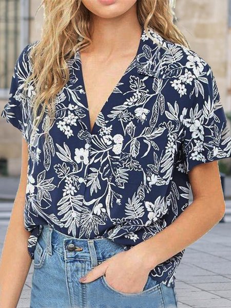 Short sleeve Lapel geometric plain Floral Print Blouse Plus Size, Blue, Shirts & Blouses
Short sleeve Lapel geometric plain Floral Print Blouse Plus Size, Blue, Shirts & Blouses