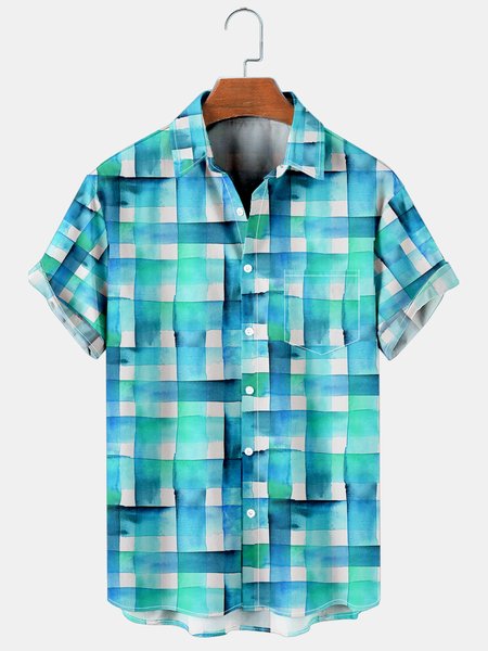 Vacation Leisure Gradient Striped Geometric Pattern Hawaiian Style Printed Shirt Top, Blue, Men's Floral shirt
Vacation Leisure Gradient Striped Geometric Pattern Hawaiian Style Printed Shirt Top, Blue, Men's Floral shirt