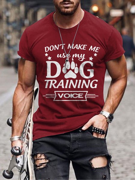 Funny Dog Graphic Short Sleeve Casual Tee, Red, T-shirt