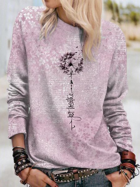 Loosen Ombre Elegant T-shirt, Pink, Hoodies & Sweatshirts
