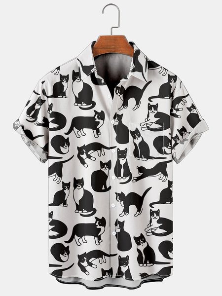 Holiday Leisure Animal Element Cat Pattern Hawaiian Style Printed Shirt Top, As picture, Men's Floral shirt
Holiday Leisure Animal Element Cat Pattern Hawaiian Style Printed Shirt Top, As picture, Men's Floral shirt