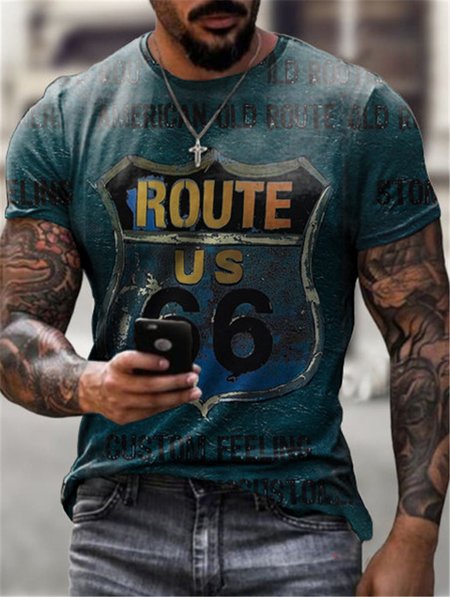 Men's Route 66 Cultural Graphic Print Round Neck Short Sleeve Tee, Green, T-shirt
Men's Route 66 Cultural Graphic Print Round Neck Short Sleeve Tee, Green, T-shirt