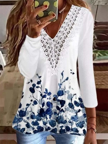 Long Sleeve Floral Casual V Neck Shirts & Tops Graphic T-shirts For Women, White, T-Shirts
Long Sleeve Floral Casual V Neck Shirts & Tops Graphic T-shirts For Women, White, T-Shirts
